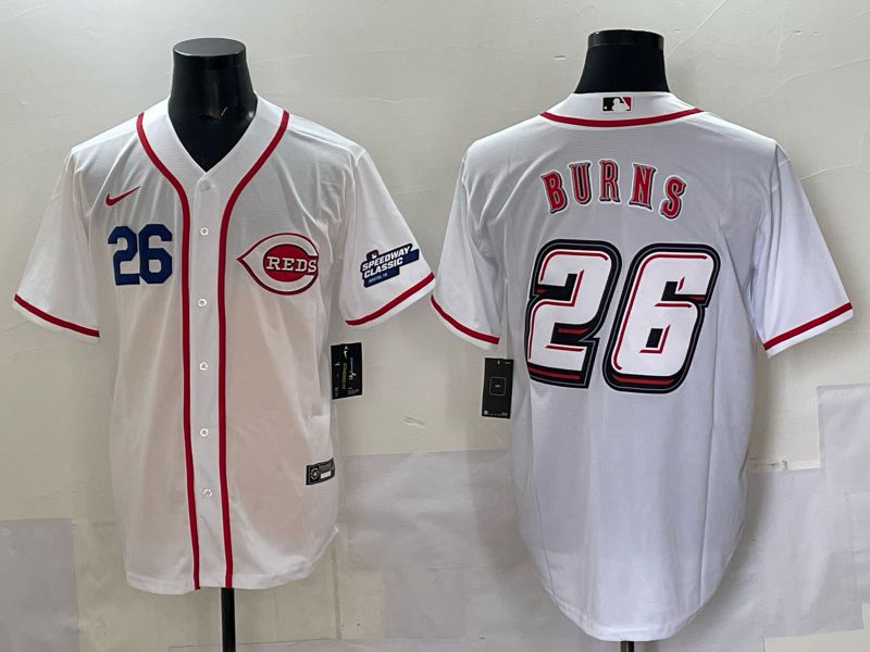 Men 2025 Cincinnati Reds #26 Burns White Nike MLB Jersey style 03